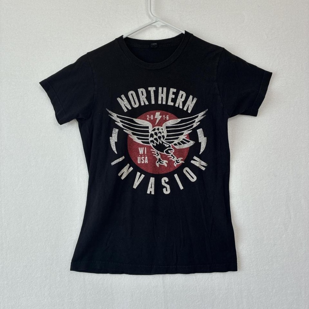 Distressed Black and Red Northern Invasion 2016 band tee